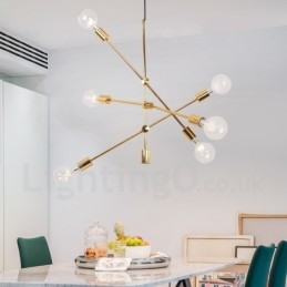 6 Ljus Kopparkrona Med Glasskärmslampa