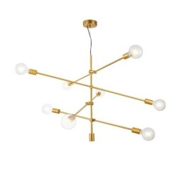 6 Ljus Kopparkrona Med Glasskärmslampa