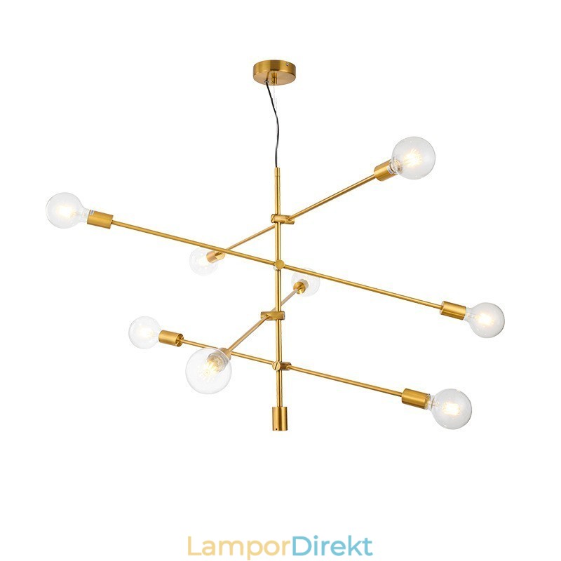 6 Ljus Kopparkrona Med Glasskärmslampa