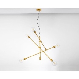 6 Ljus Kopparkrona Med Glasskärmslampa