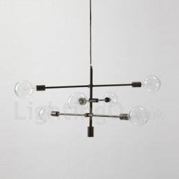 6 Ljus Kopparkrona Med Glasskärmslampa