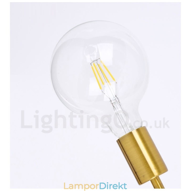 6 Ljus Kopparkrona Med Glasskärmslampa