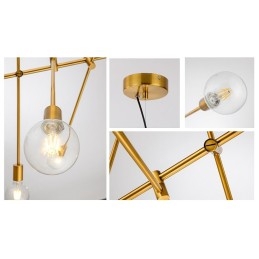 6 Ljus Kopparkrona Med Glasskärmslampa
