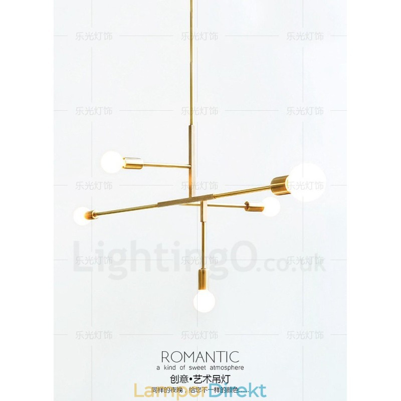 Modern Contemporary Copper 5 Light Chandelier Lamp