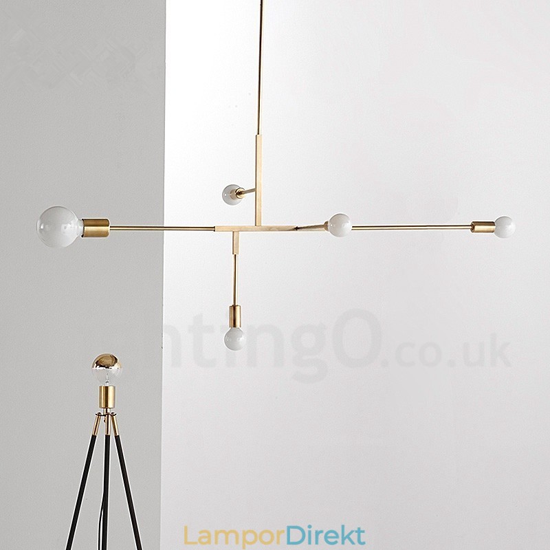 Modern Contemporary Copper 5 Light Chandelier Lamp
