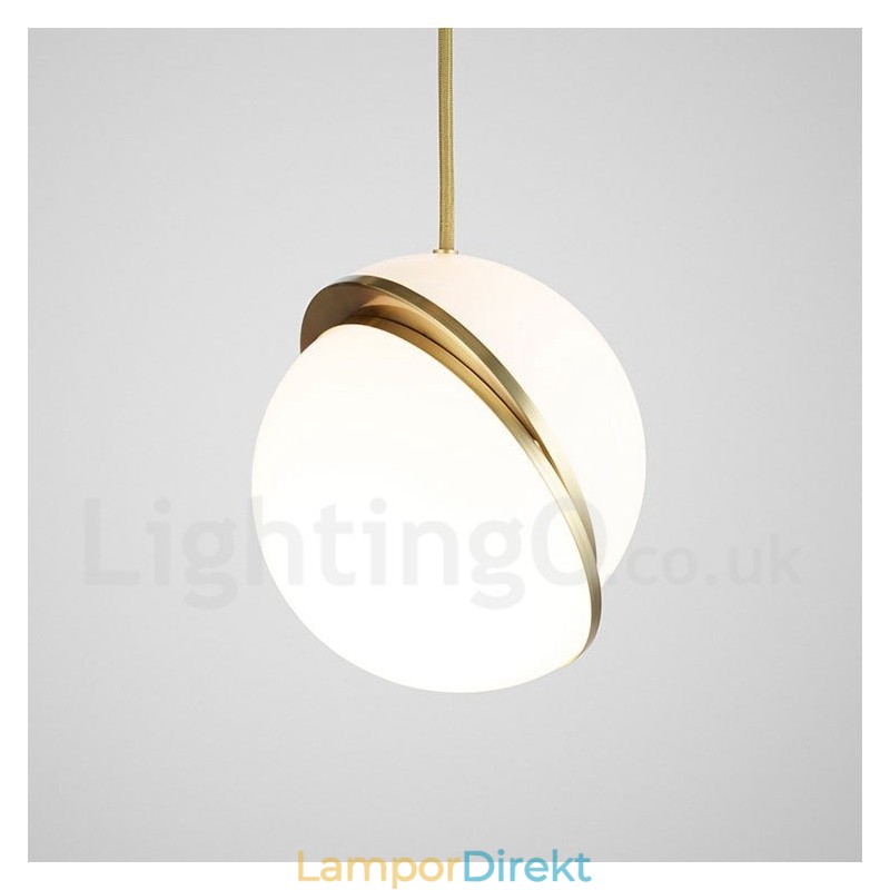 Modern Och Modern Kopparhängande Lampa Med Glasskärmslampa