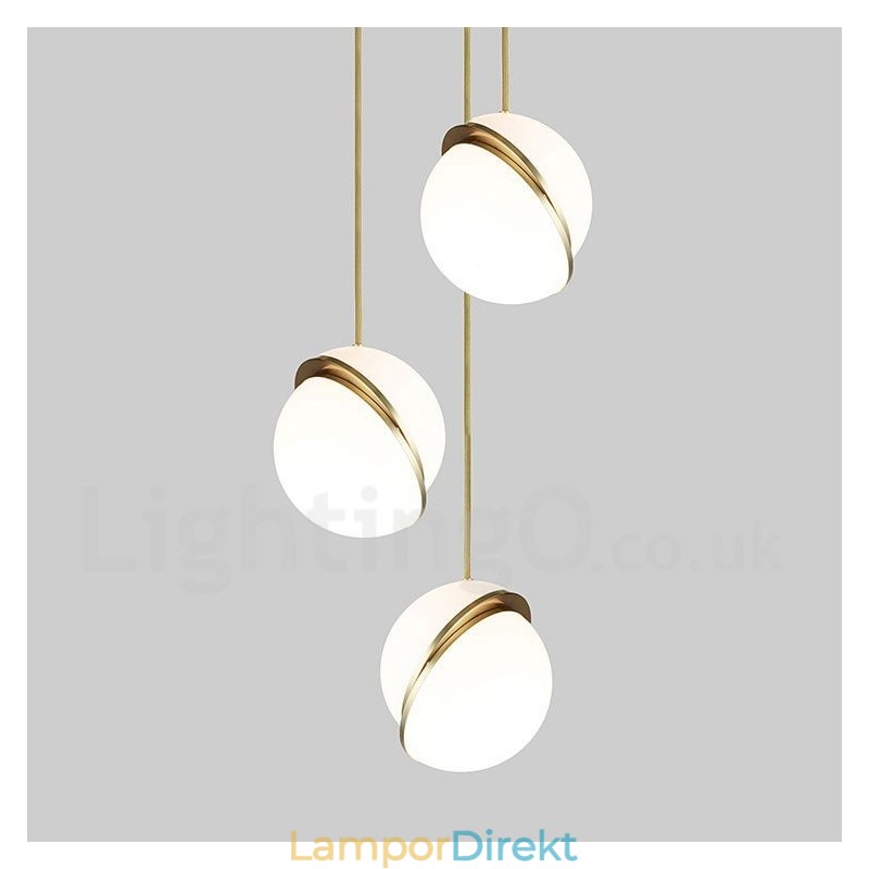 Modern Och Modern Kopparhängande Lampa Med Glasskärmslampa