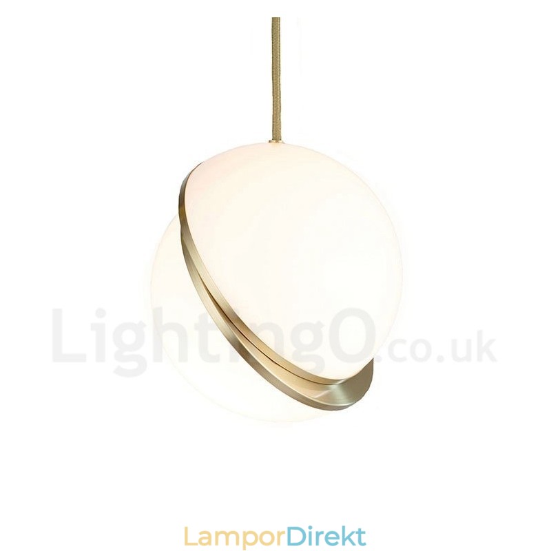 Modern Och Modern Kopparhängande Lampa Med Glasskärmslampa