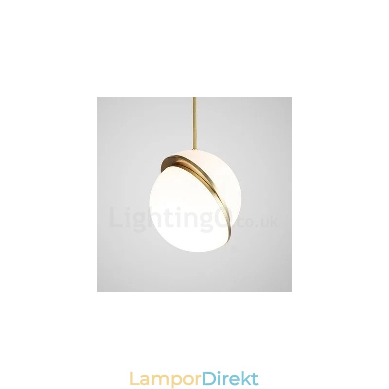 Modern Och Modern Kopparhängande Lampa Med Glasskärmslampa