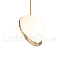 Modern Och Modern Kopparhängande Lampa Med Glasskärmslampa
