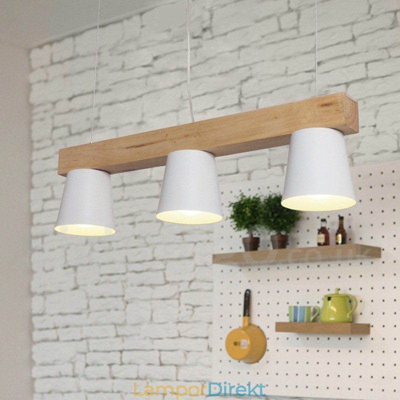 3 Ljus Modern Contemporary Wood Pendellampa