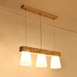 3 Ljus Modern Contemporary Wood Pendellampa