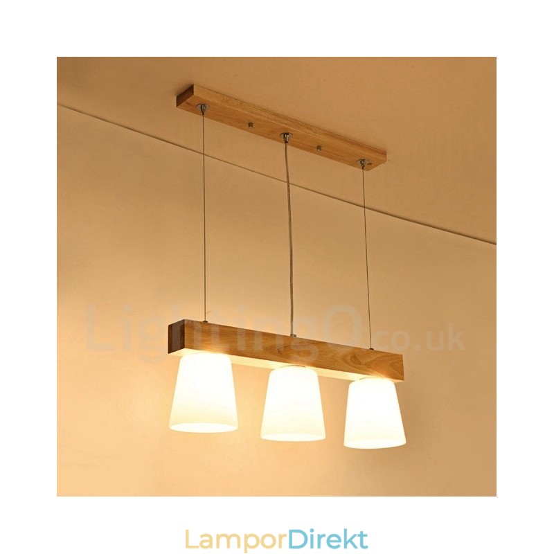 3 Ljus Modern Contemporary Wood Pendellampa