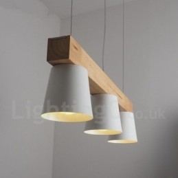 3 Ljus Modern Contemporary Wood Pendellampa