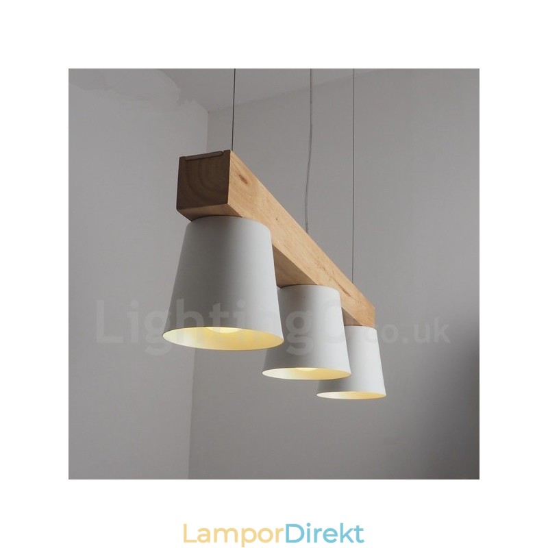 3 Ljus Modern Contemporary Wood Pendellampa