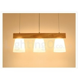 3 Ljus Modern Contemporary Wood Pendellampa