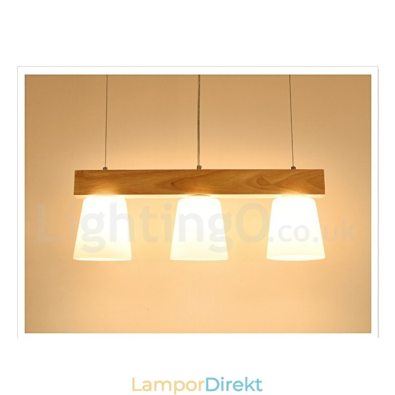 3 Ljus Modern Contemporary Wood Pendellampa