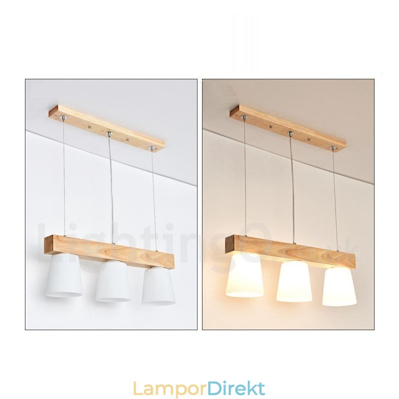 3 Ljus Modern Contemporary Wood Pendellampa