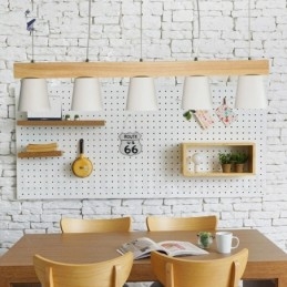 5 Ljus Modern Contemporary Wood Pendellampa