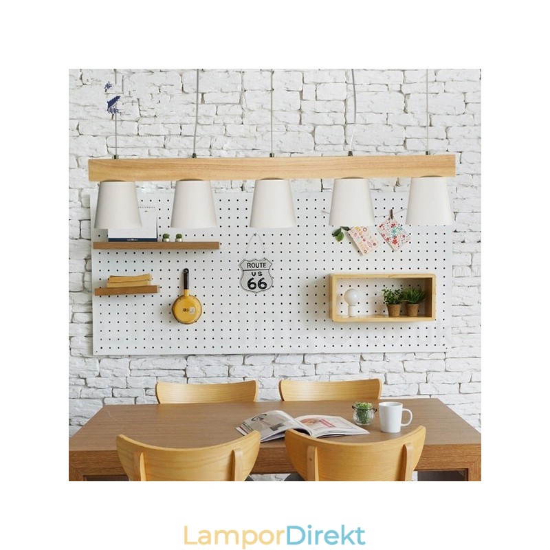5 Ljus Modern Contemporary Wood Pendellampa
