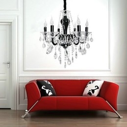 6 Ljus Kristallkrona I Svart Designaccent