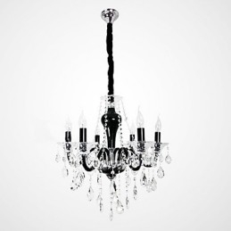 6 Ljus Kristallkrona I Svart Designaccent