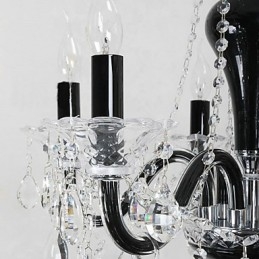 6 Ljus Kristallkrona I Svart Designaccent