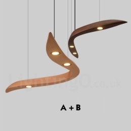 Modern Contemporary Wood 3 Light Pendel Light