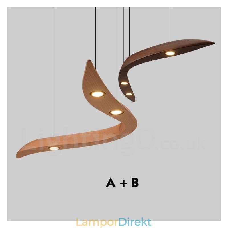 Modern Contemporary Wood 3 Light Pendel Light