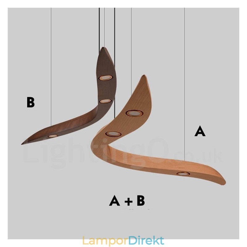 Modern Contemporary Wood 3 Light Pendel Light