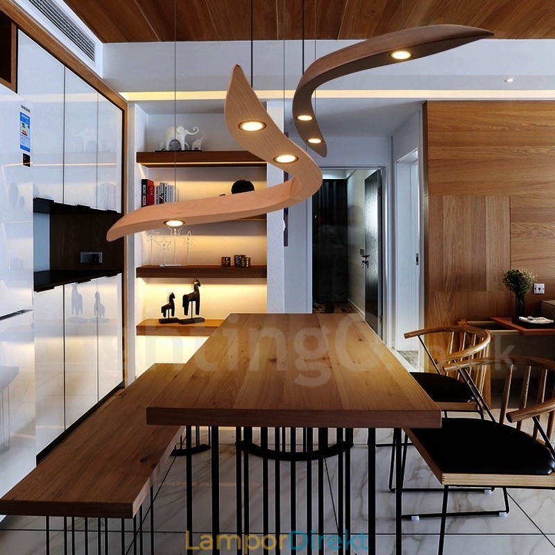 Modern Contemporary Wood 3 Light Pendel Light
