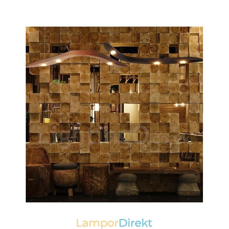 Modern Contemporary Wood 3 Light Pendel Light