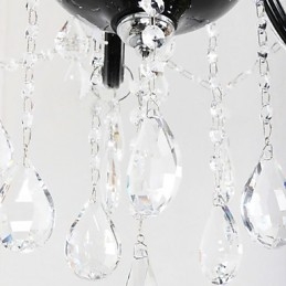 6 Ljus Kristallkrona I Svart Designaccent