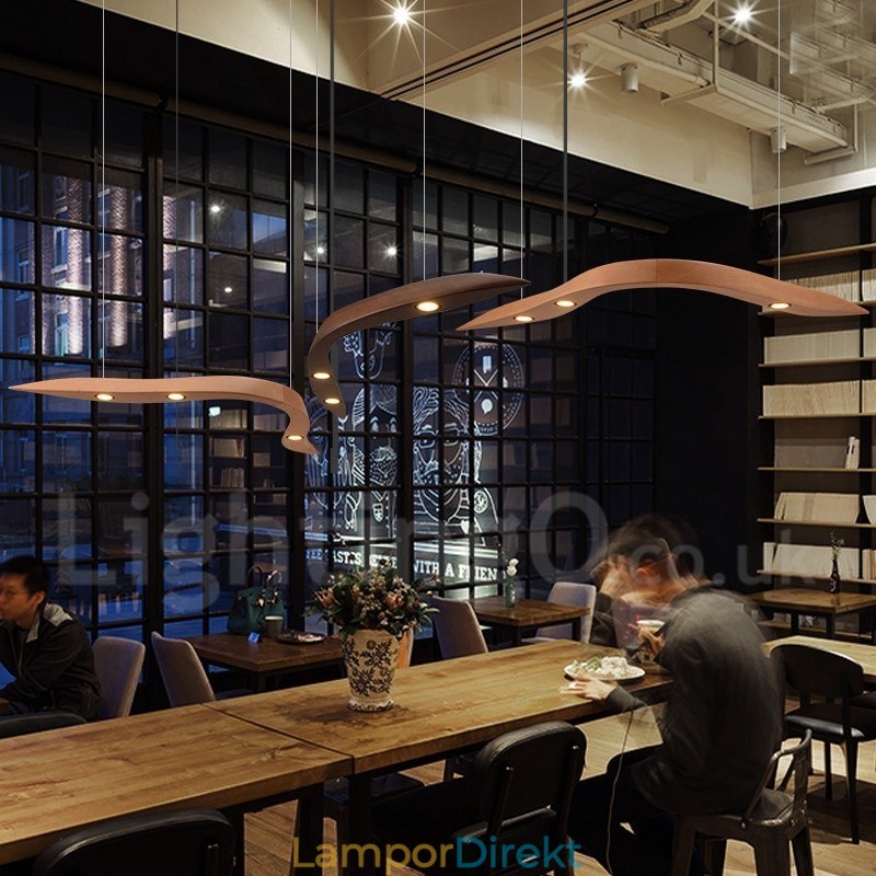 Modern Contemporary Wood 3 Light Pendel Light