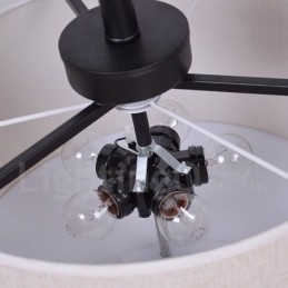 Rustik Lodge Metal Drum Pendellampa Med Tygskärm