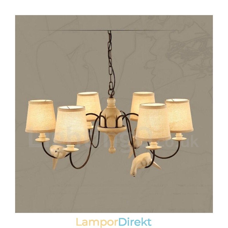 6 Light Rustic Lodge Vintage Pendellampa