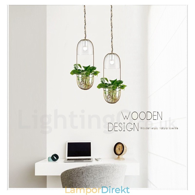Rustik Lodge Metall Glas Taklampa