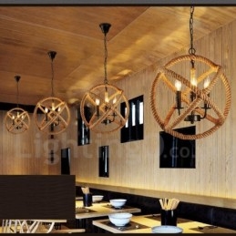 Country Hemp Rope 3 Light Vintage Pendel Light