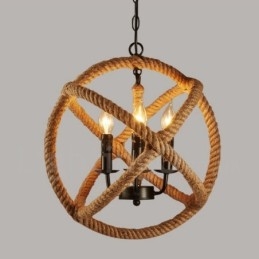 Country Hemp Rope 3 Light Vintage Pendel Light