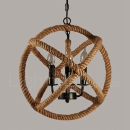 Country Hemp Rope 3 Light Vintage Pendel Light