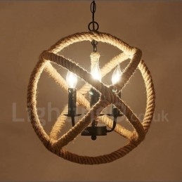Country Hemp Rope 3 Light Vintage Pendel Light