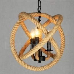 Country Hemp Rope 3 Light Vintage Pendel Light