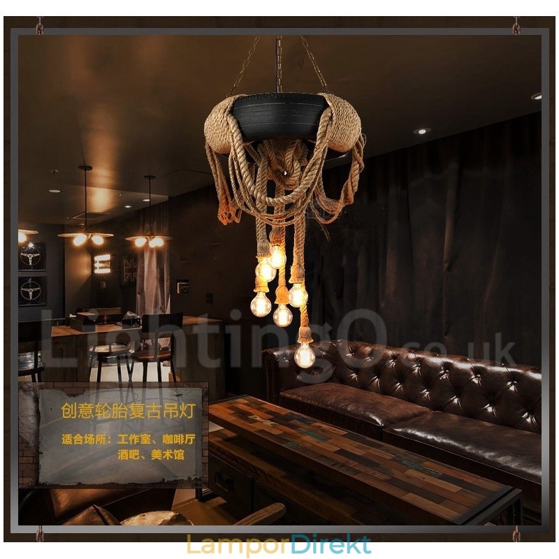 Country Vintage 6 Light Pendellampa