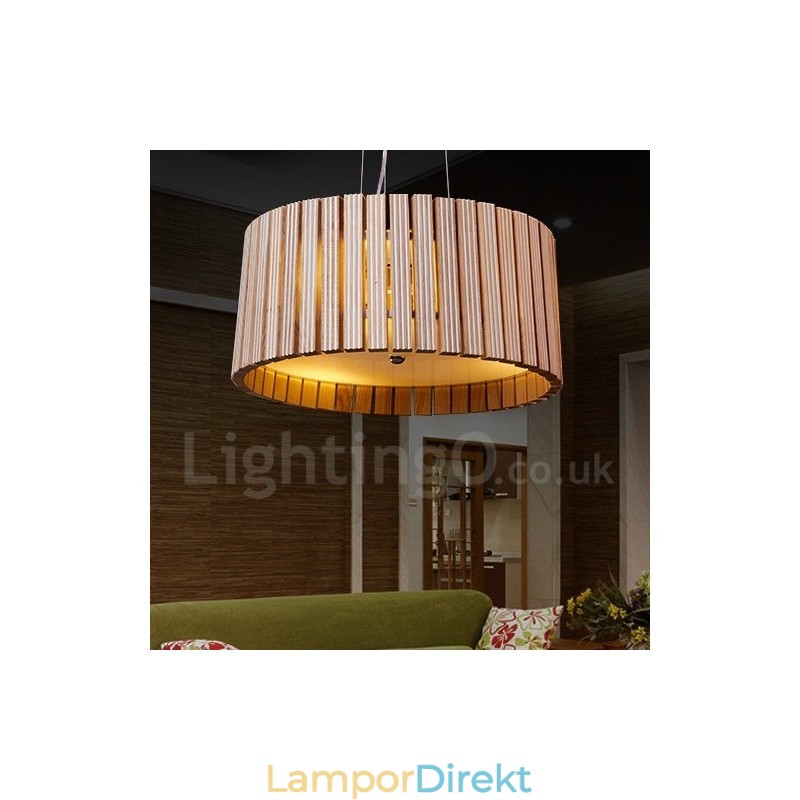 Modern Och Modern Trätrumma Taklampa