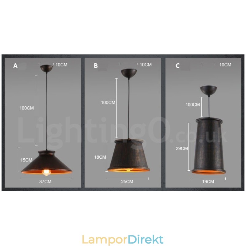 Retro Vintage 1 Ljus Metall Taklampa