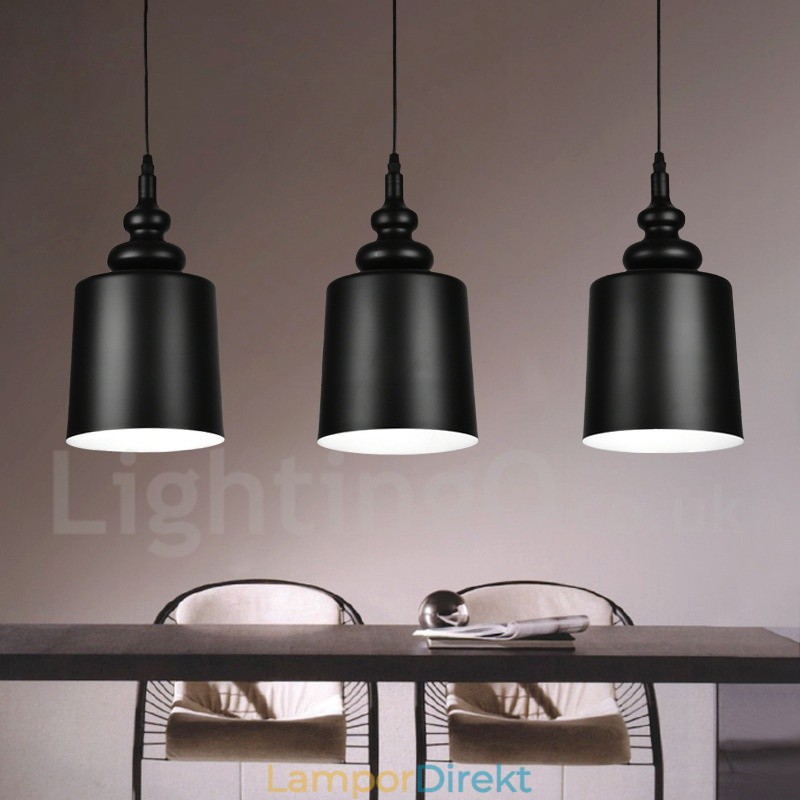 Svart Modern Contemporary 3 Light Pendel Light
