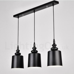 Svart Modern Contemporary 3 Light Pendel Light