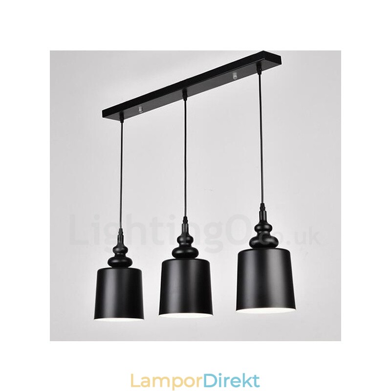 Svart Modern Contemporary 3 Light Pendel Light