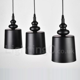 Svart Modern Contemporary 3 Light Pendel Light
