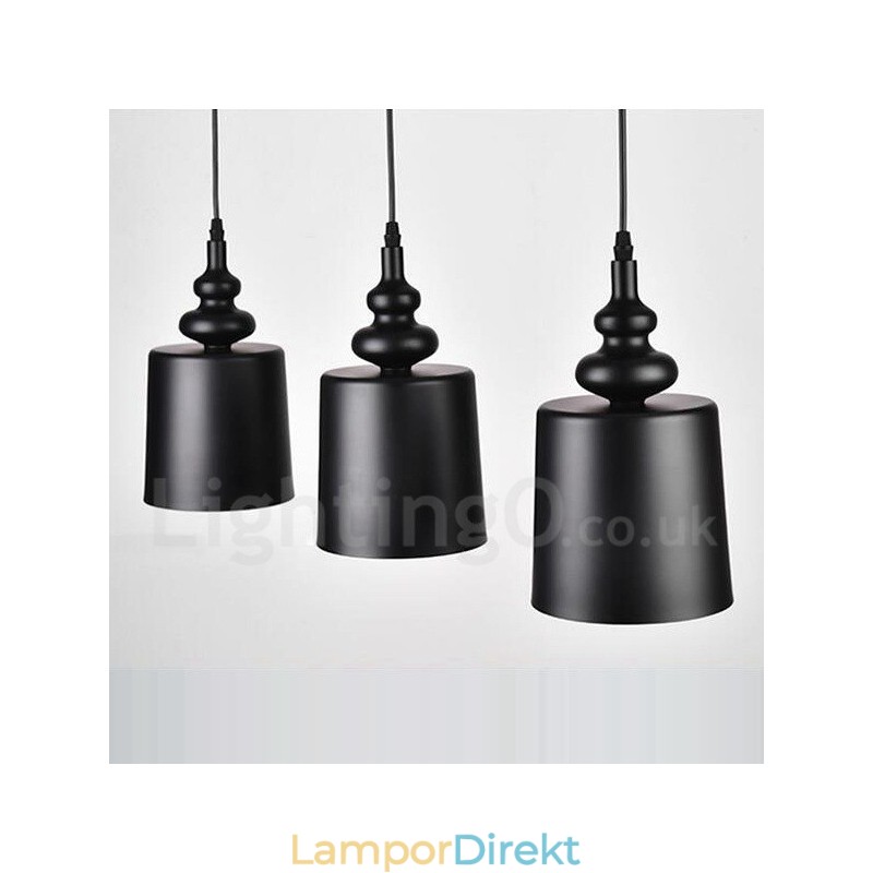 Svart Modern Contemporary 3 Light Pendel Light